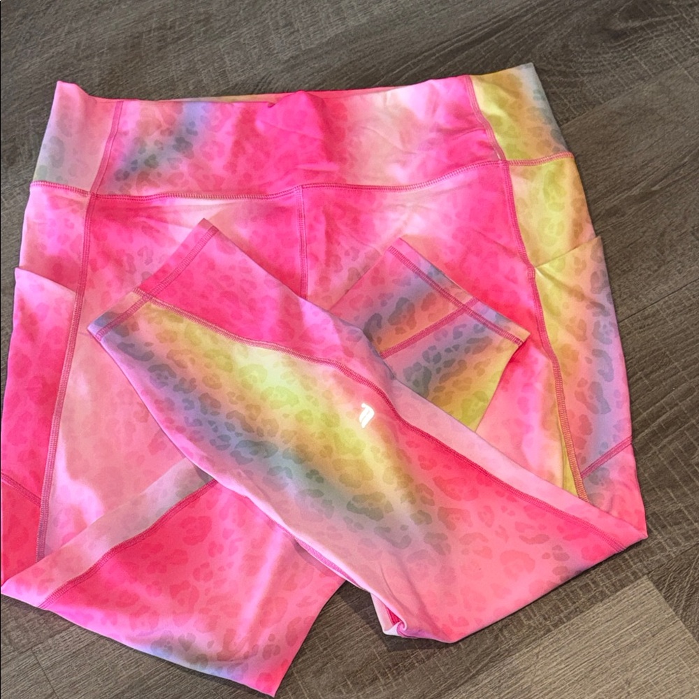 Fabletics Neon Pink Multicolor Leopard-Print Legg… - image 8